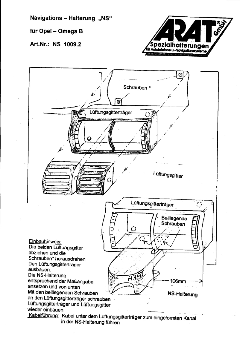 Page 1 de la notice Manuel utilisateur Arat NS1009.2