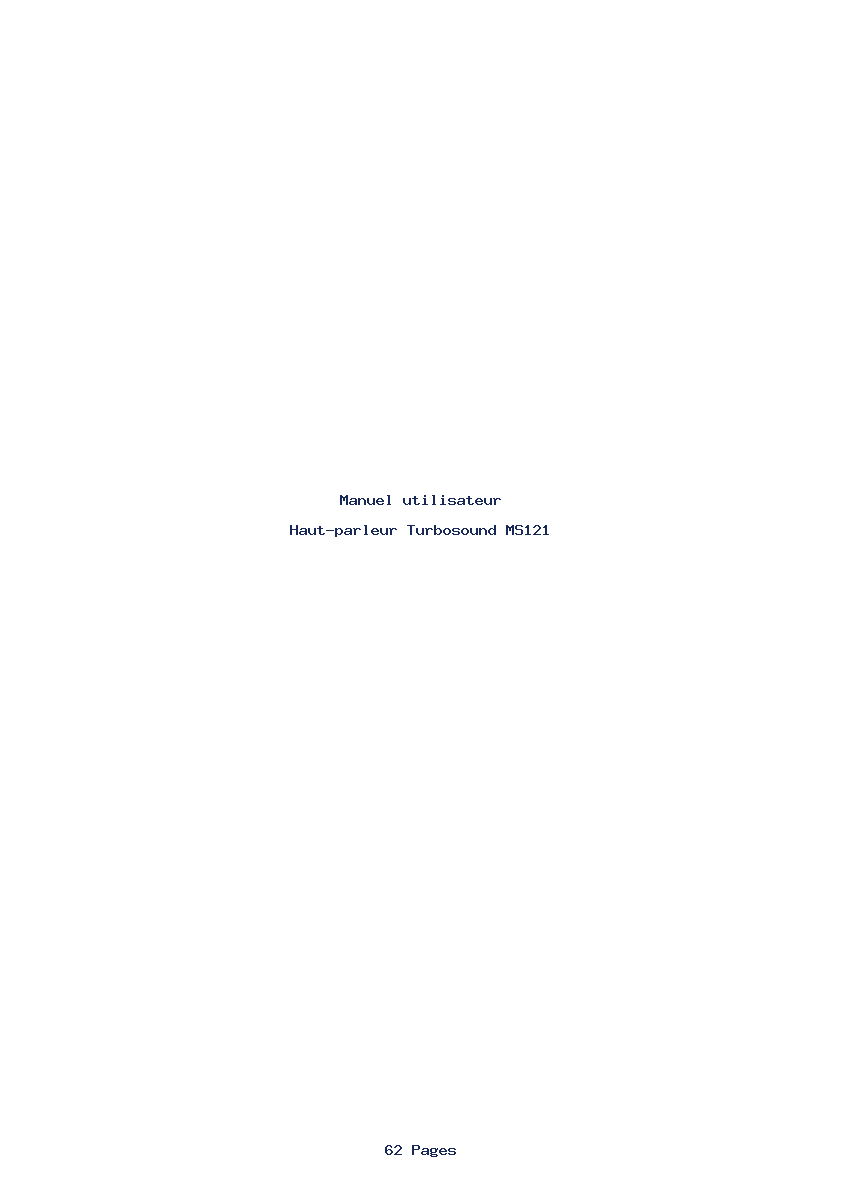 Page 1 de la notice Manuel utilisateur Turbosound MS121