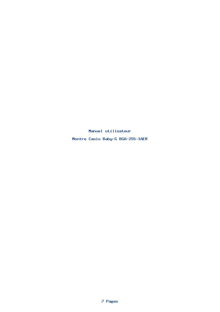 Page 1 de la notice Manuel utilisateur Casio Baby-G BGA-255-1AER