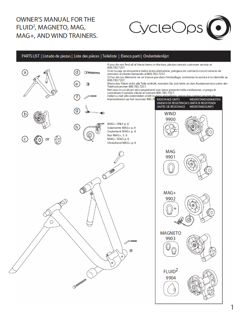 Page 1 de la notice Manuel utilisateur CycleOps Magneto