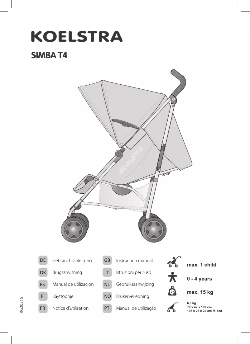 Page 1 de la notice Manuel utilisateur Koelstra Simba T4