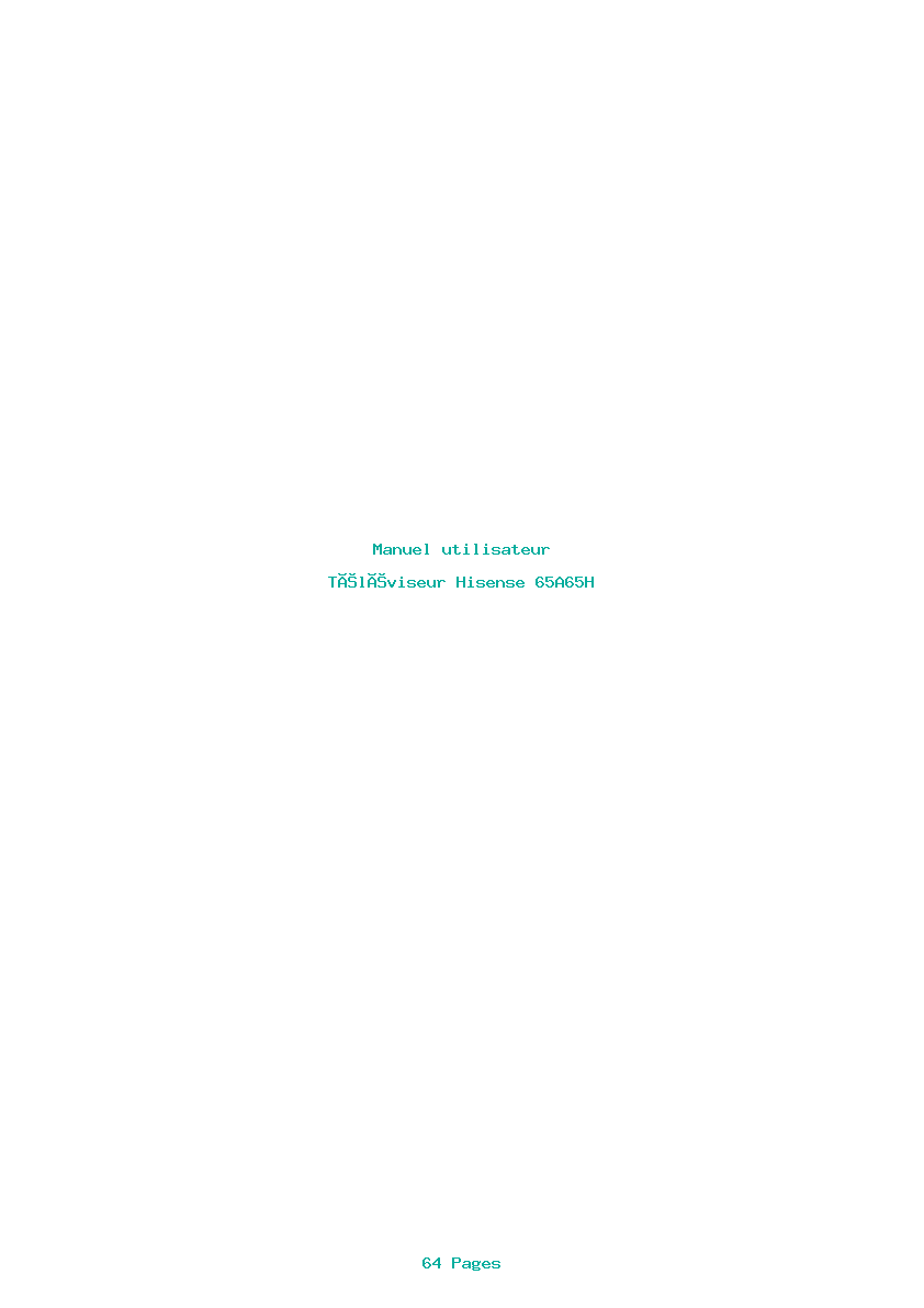 Page 1 de la notice Manuel utilisateur Hisense 65A65H