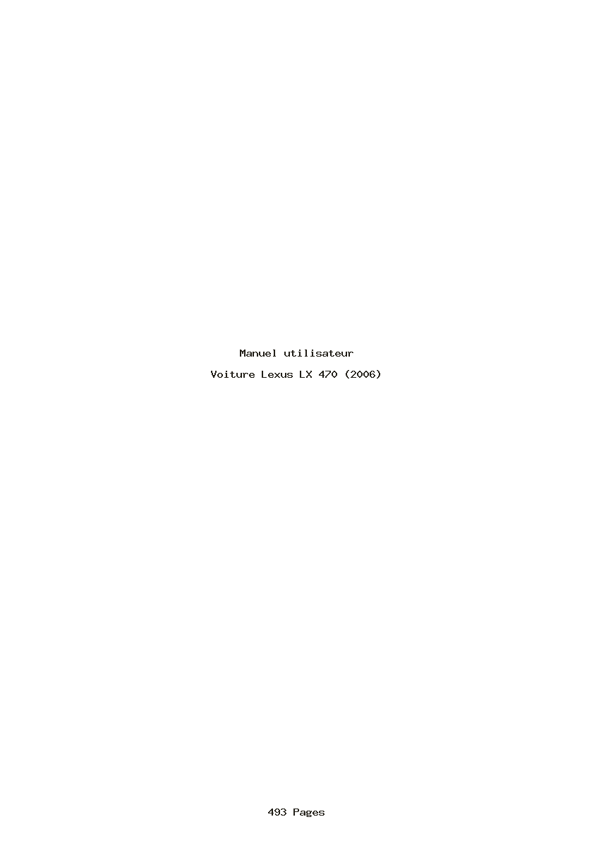 Page 1 de la notice Manuel utilisateur Lexus LX 470 (2006)