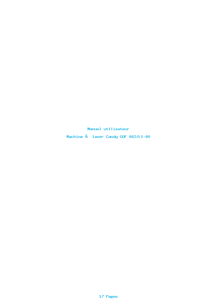 Page 1 de la notice Manuel utilisateur Candy GOF 662/L1-80