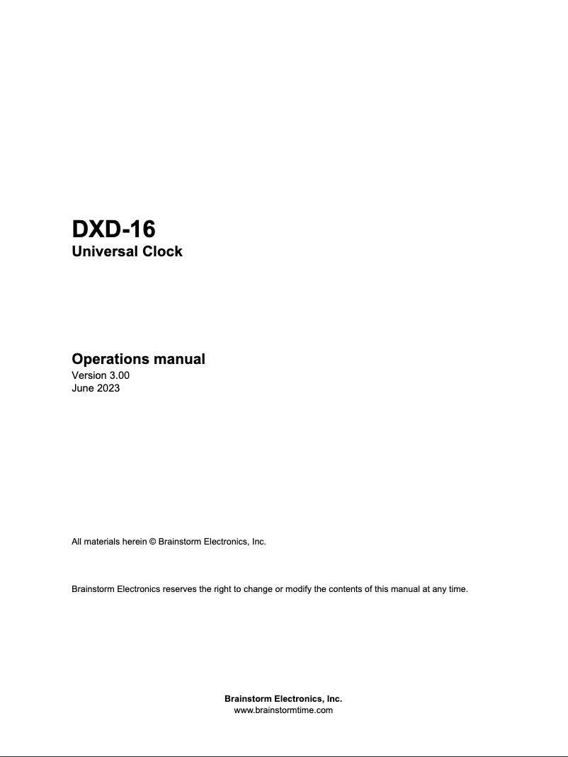 Page 1 de la notice Manuel utilisateur Brainstorm DXD-16