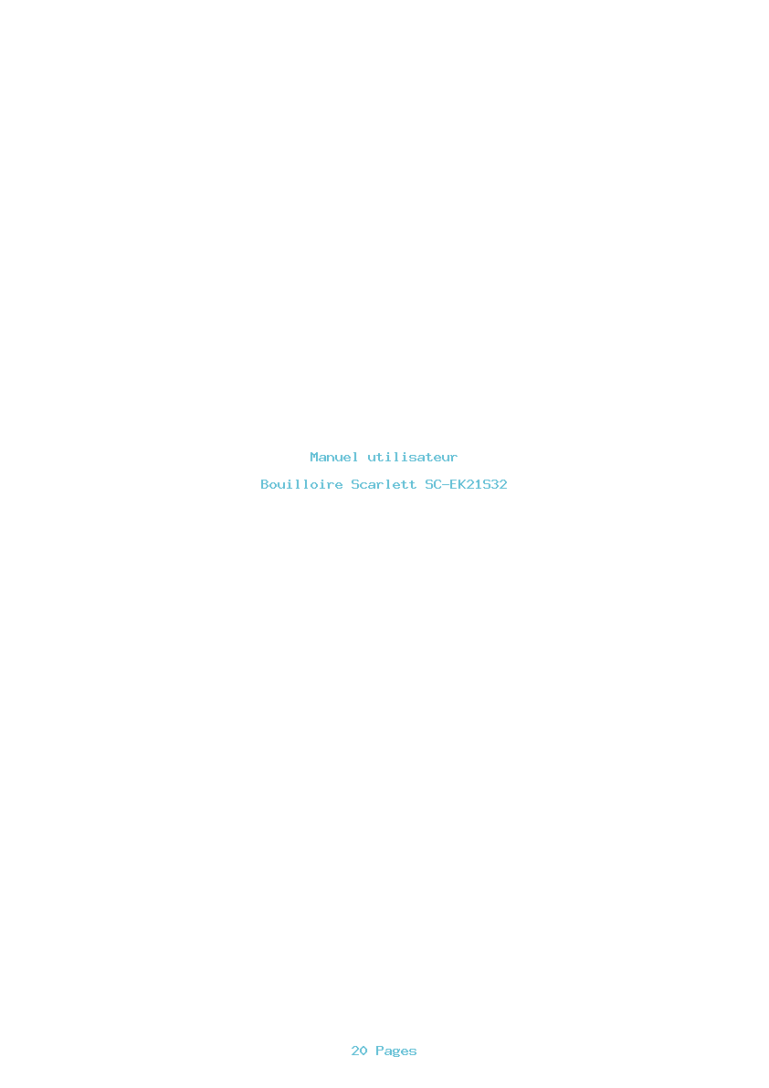 Page 1 de la notice Manuel utilisateur Scarlett SC-EK21S32
