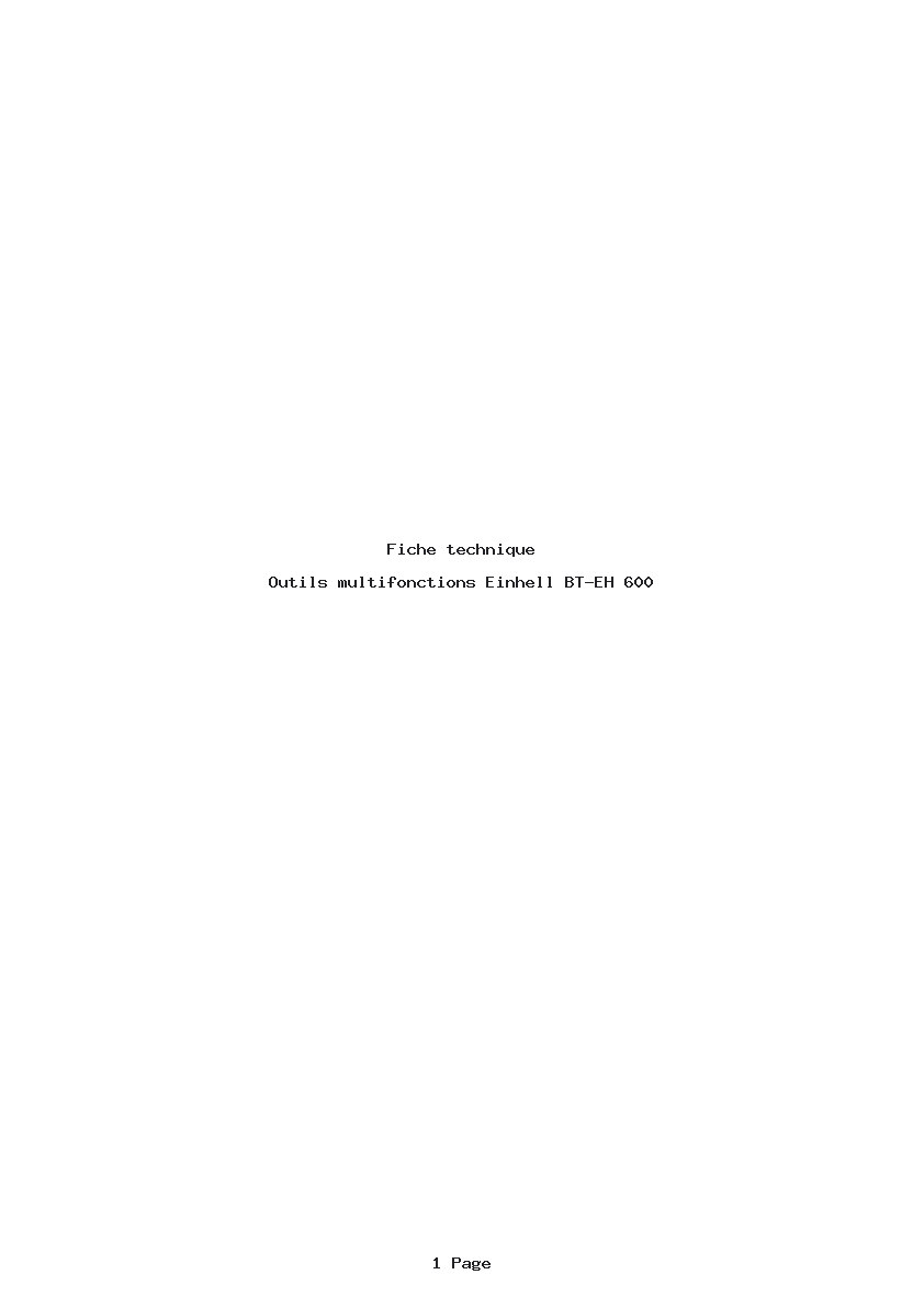 Page 1 de la notice Fiche technique Einhell BT-EH 600