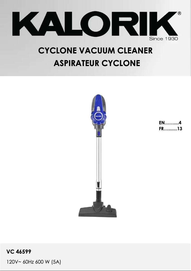 Página 1 del manual Manual de usuario Kalorik VC 46599