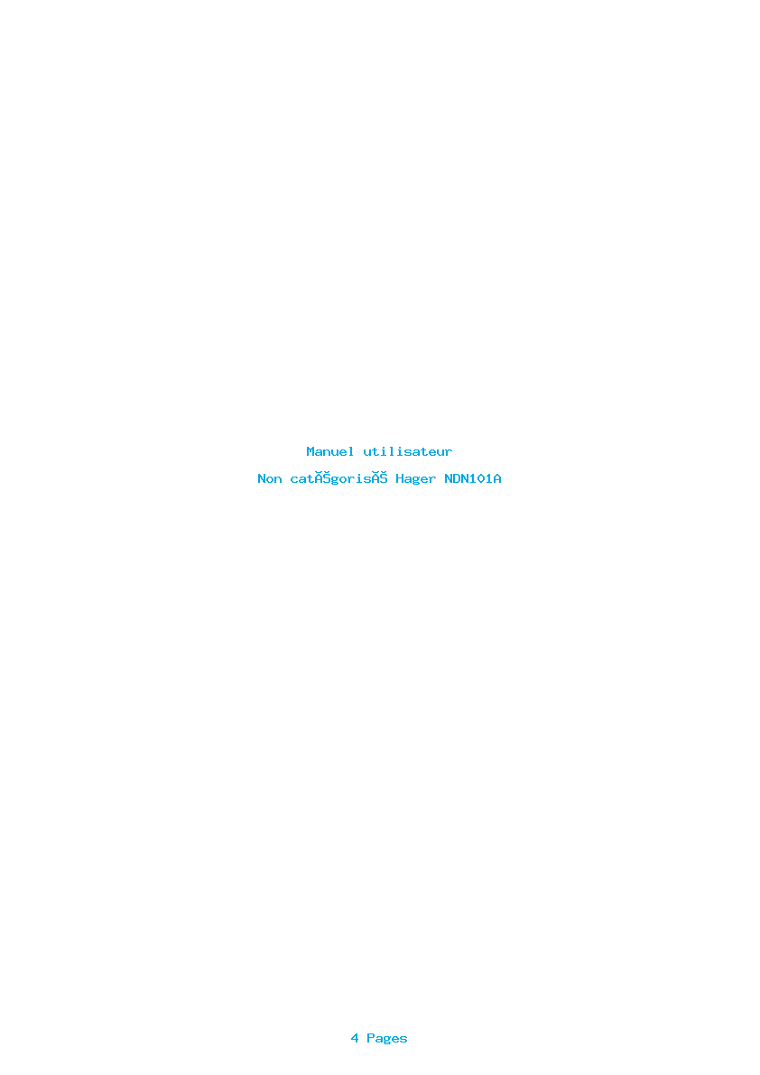 Page 1 de la notice Manuel utilisateur Hager NDN101A