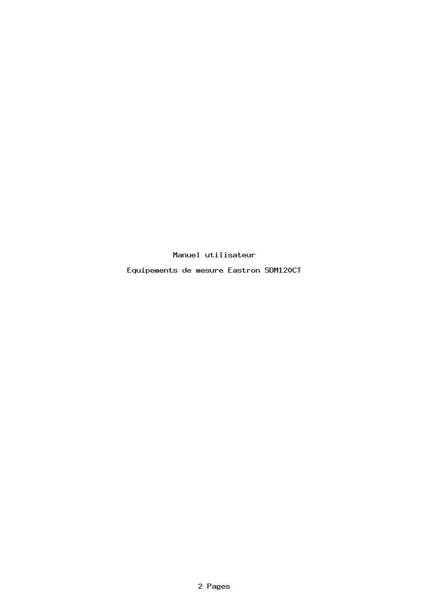 Page 1 de la notice Manuel utilisateur Eastron SDM120CT