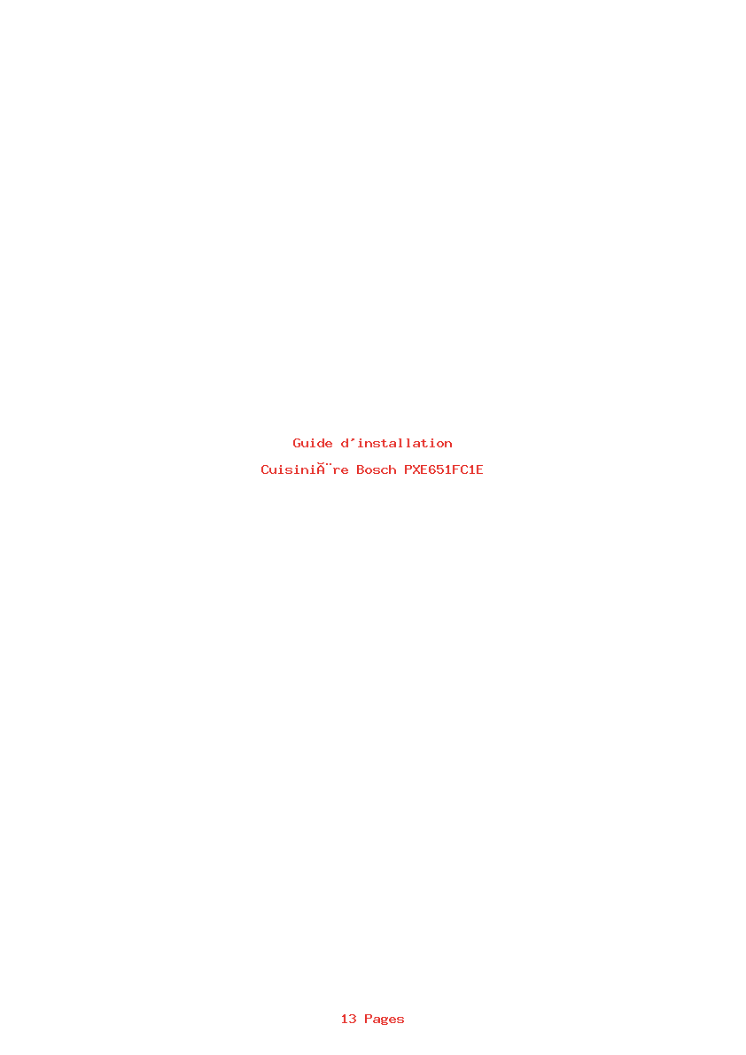 Page 1 de la notice Guide d'installation Bosch PXE651FC1E