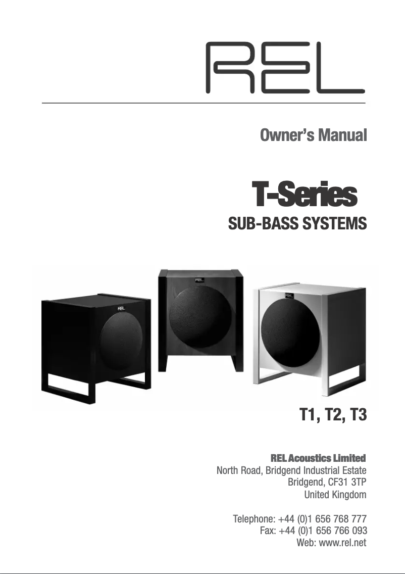 Page 1 de la notice Manuel utilisateur REL Acoustics T1
