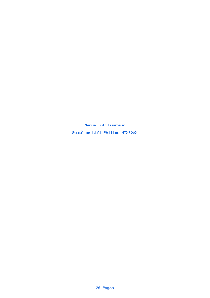 Page 1 de la notice Manuel utilisateur Philips NTX800X
