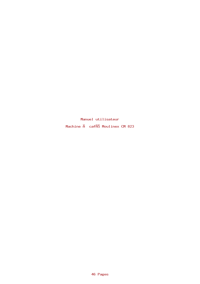 Page 1 de la notice Manuel utilisateur Moulinex CM 823