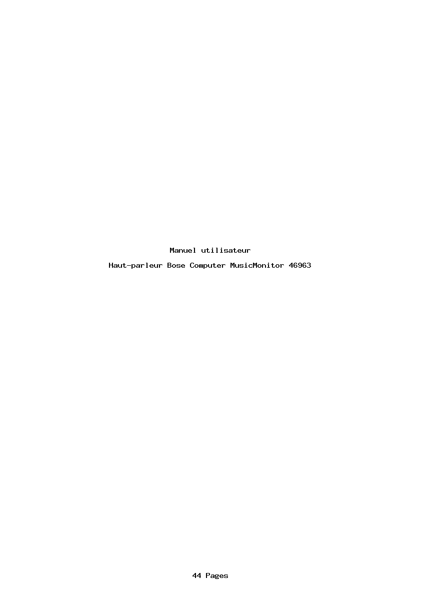 Page 1 de la notice Manuel utilisateur Bose Computer MusicMonitor 46963