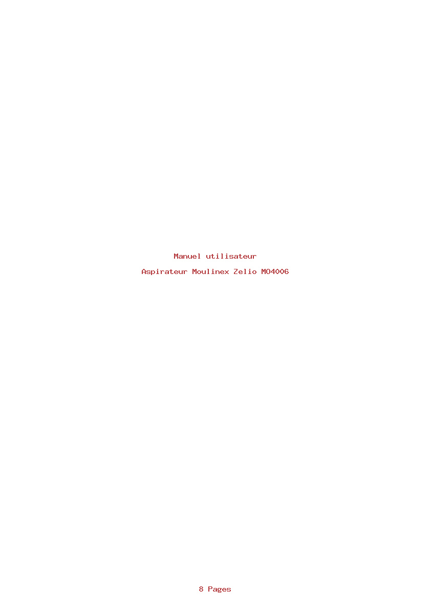 Page 1 de la notice Manuel utilisateur Moulinex Zelio MO4006