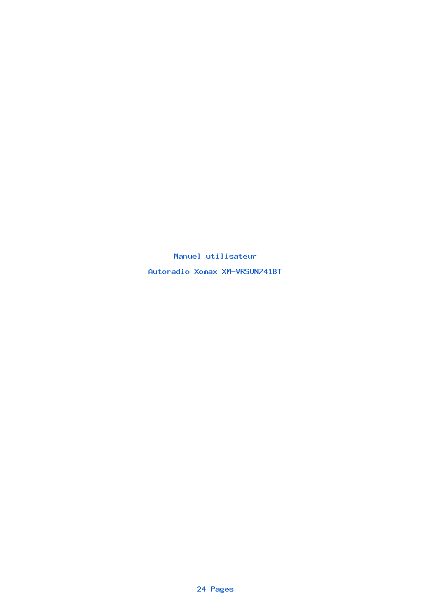 Page 1 de la notice Manuel utilisateur Xomax XM-VRSUN741BT