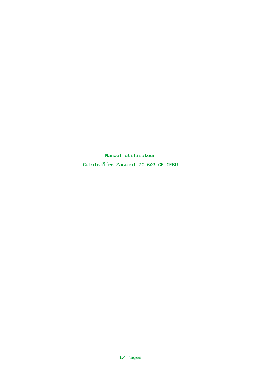 Page 1 de la notice Manuel utilisateur Zanussi ZC 603 GE GEBU