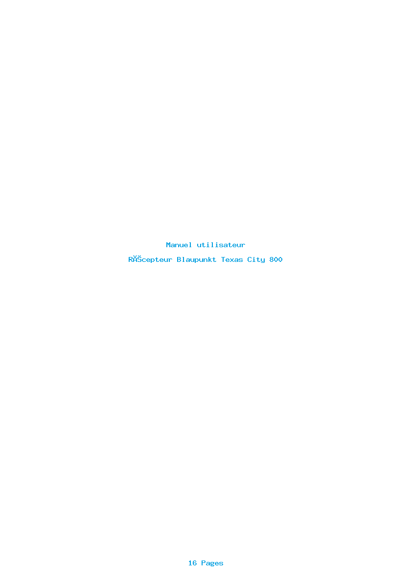 Page 1 de la notice Manuel utilisateur Blaupunkt Texas City 800