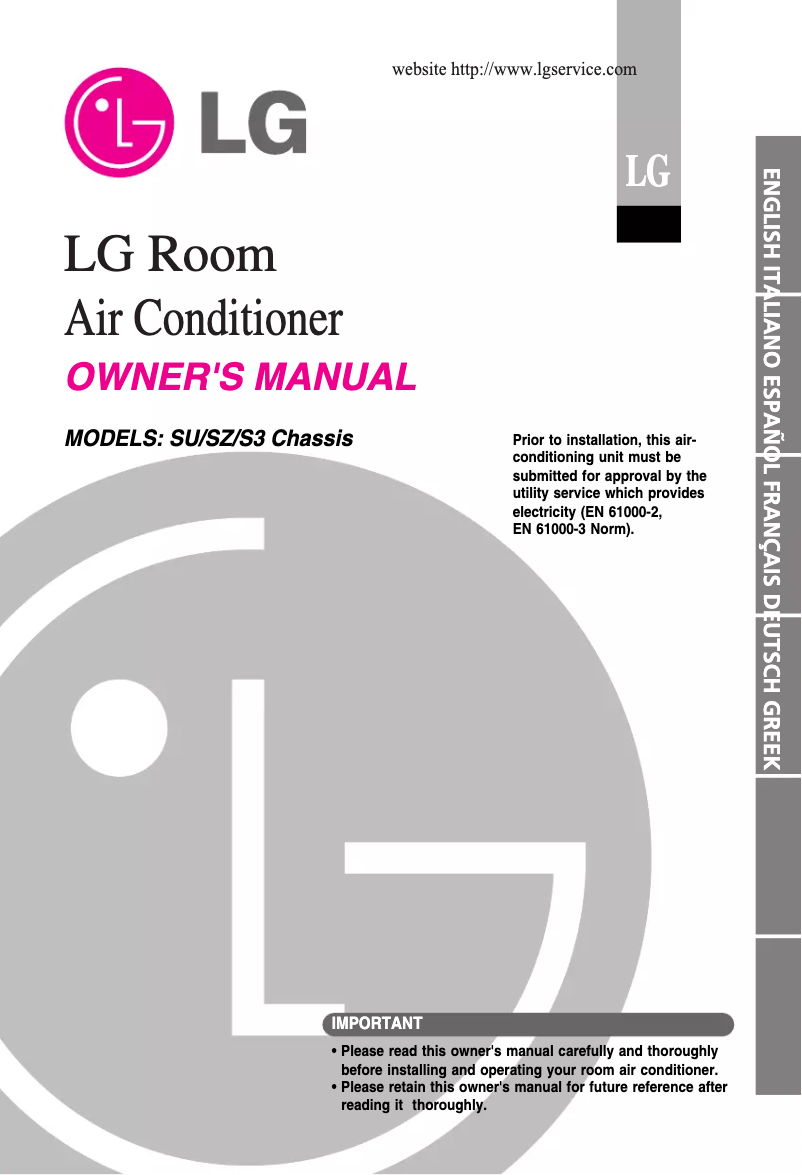 Page 1 de la notice Manuel utilisateur LG ASUH1863MM0