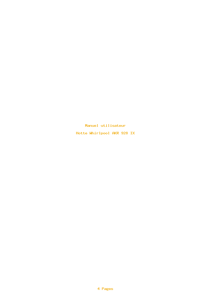 Page 1 de la notice Manuel utilisateur Whirlpool AKR 928 IX