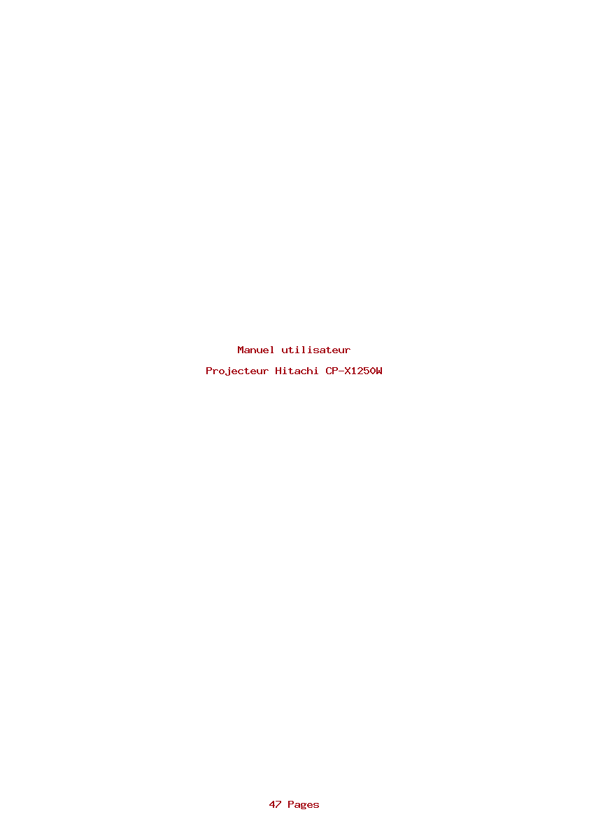Page 1 de la notice Manuel utilisateur Hitachi CP-X1250W