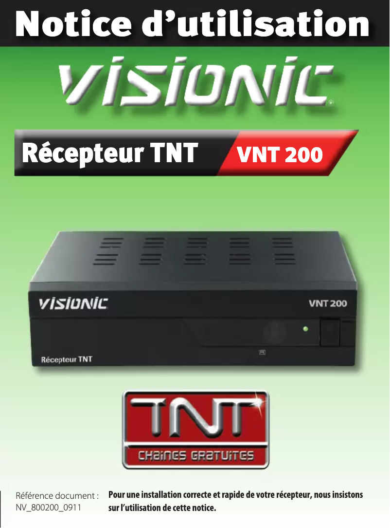 Page 1 de la notice Manuel utilisateur Visionic VNT 200