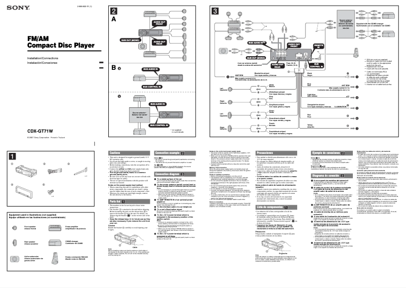 Page 1 de la notice Guide d'installation Sony CDX-GT71W