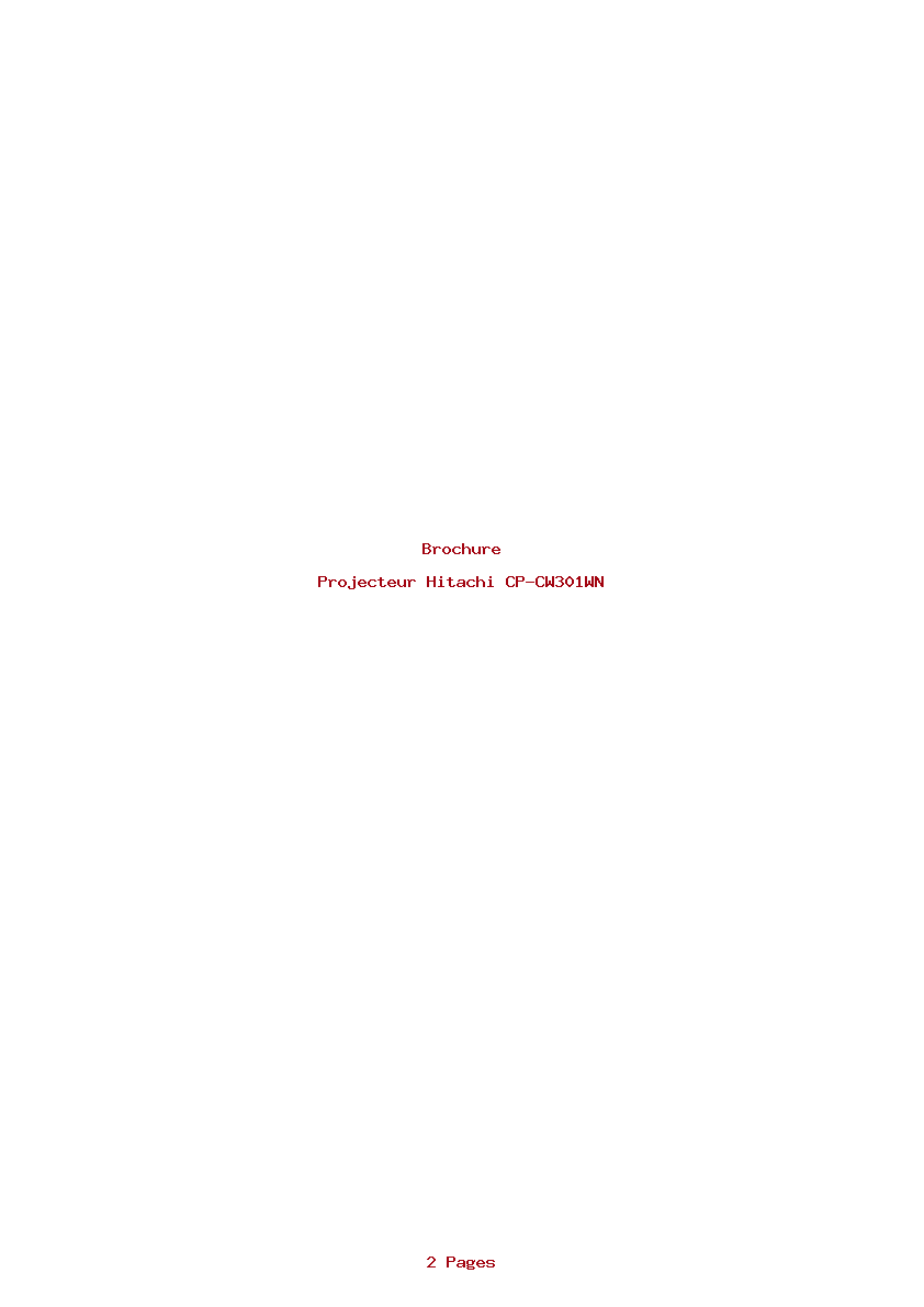 Page 1 de la notice Brochure Hitachi CP-CW301WN