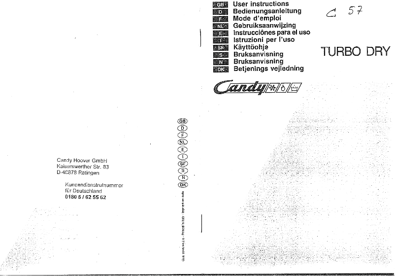 Page 1 de la notice Manuel utilisateur Candy AB C57W OS