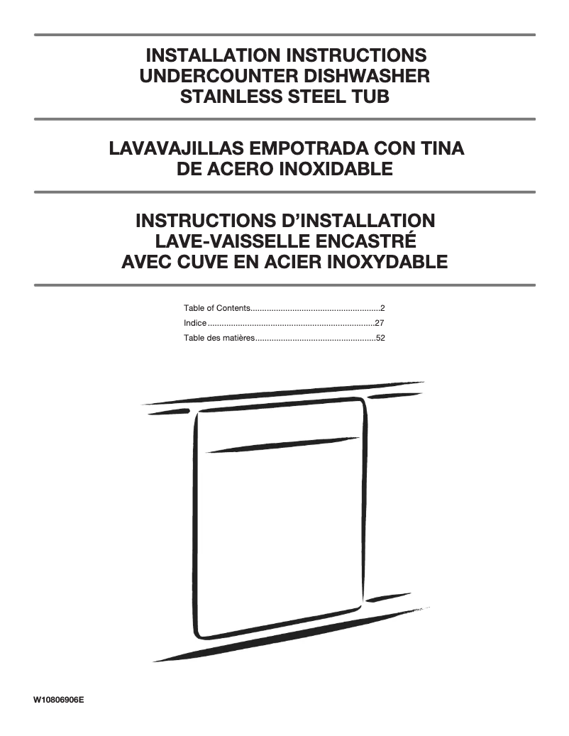 Page 1 of the manual Installation Guide JennAir JDTSS246GS