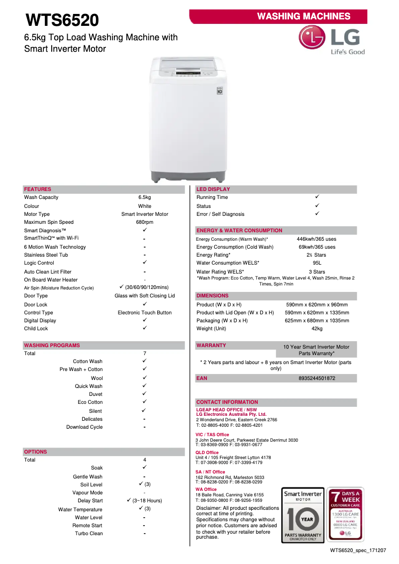 Image de la première page du manuel de l'appareil WTS6520