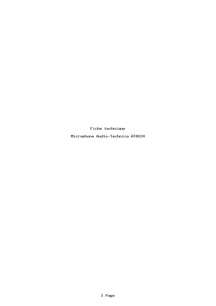 Page 1 de la notice Fiche technique Audio-Technica AT8024