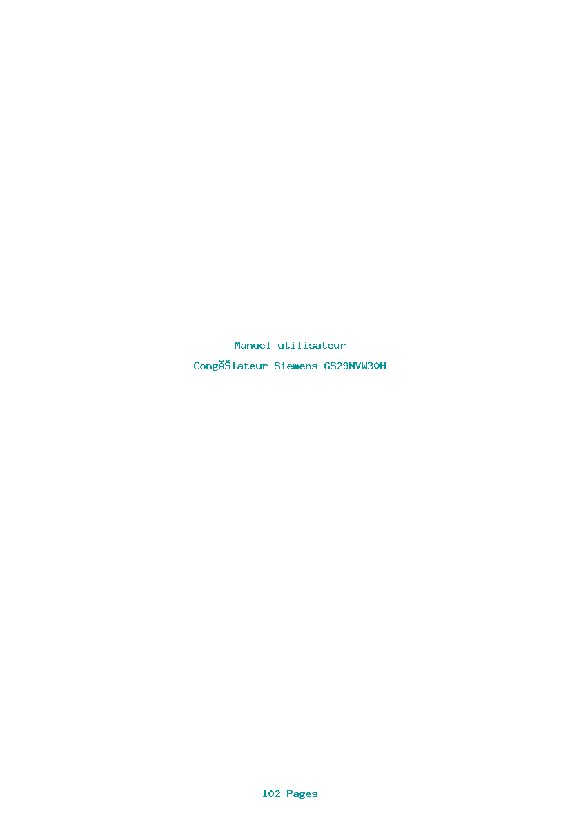 Page 1 de la notice Manuel utilisateur Siemens GS29NVW30H