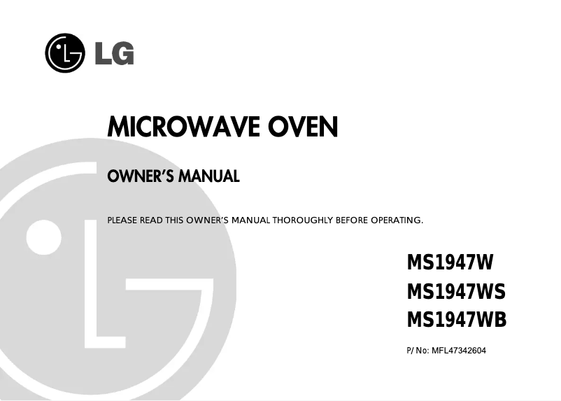 Page 1 de la notice Manuel utilisateur LG MS1947WB