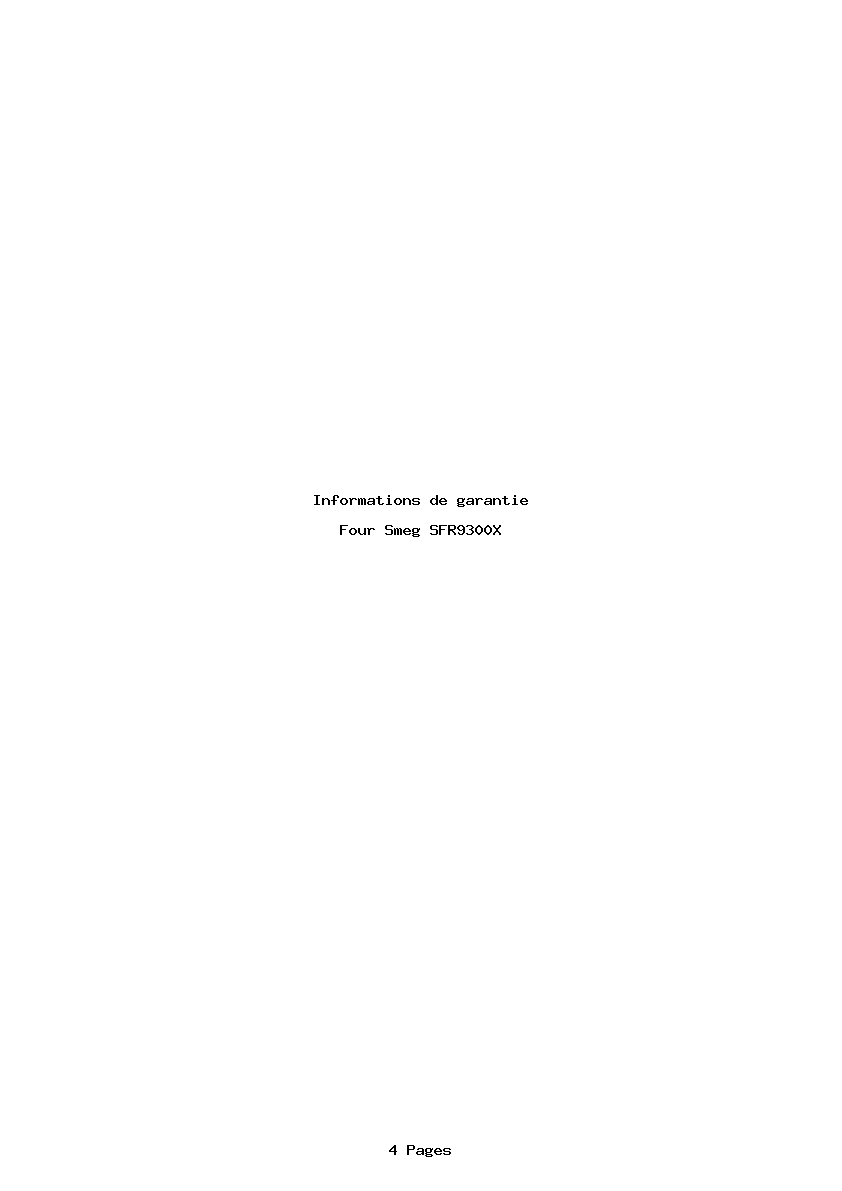 Page 1 de la notice Informations de garantie Smeg SFR9300X