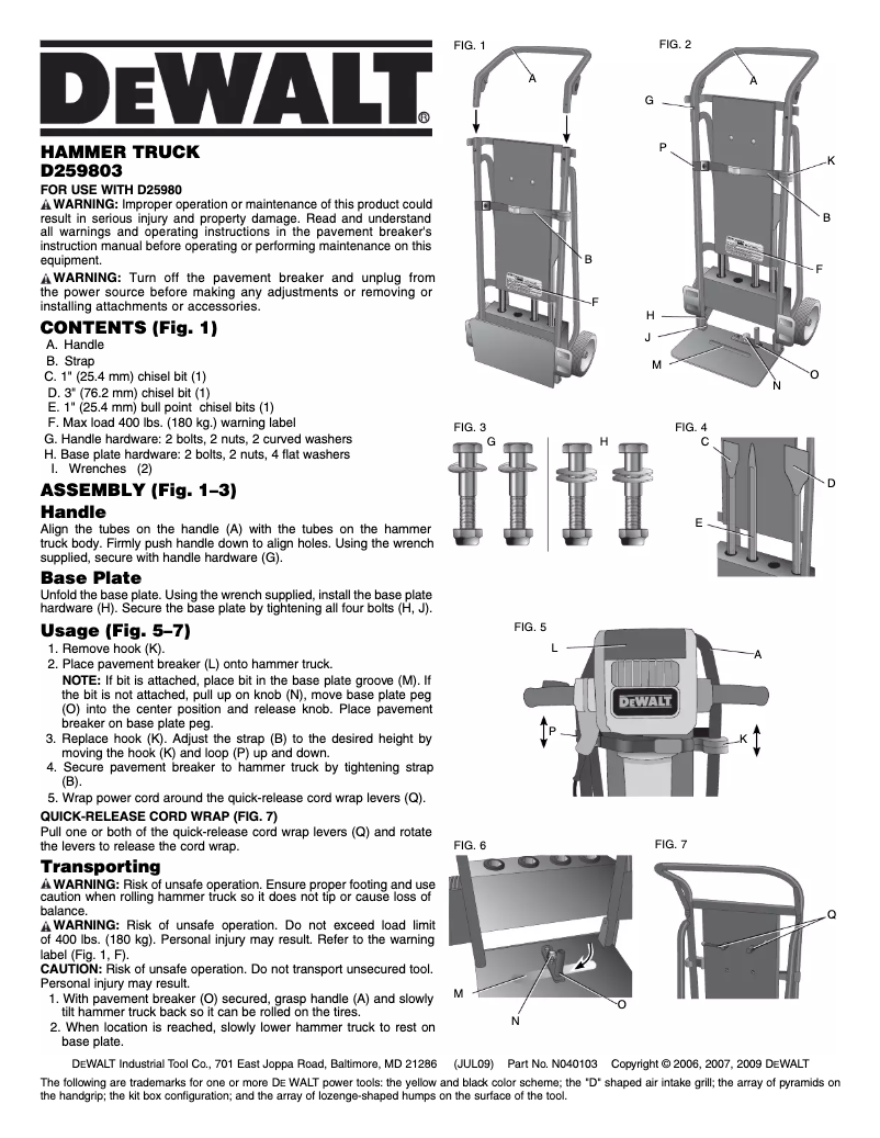 Page 1 of the manual User Manual DeWalt D259803