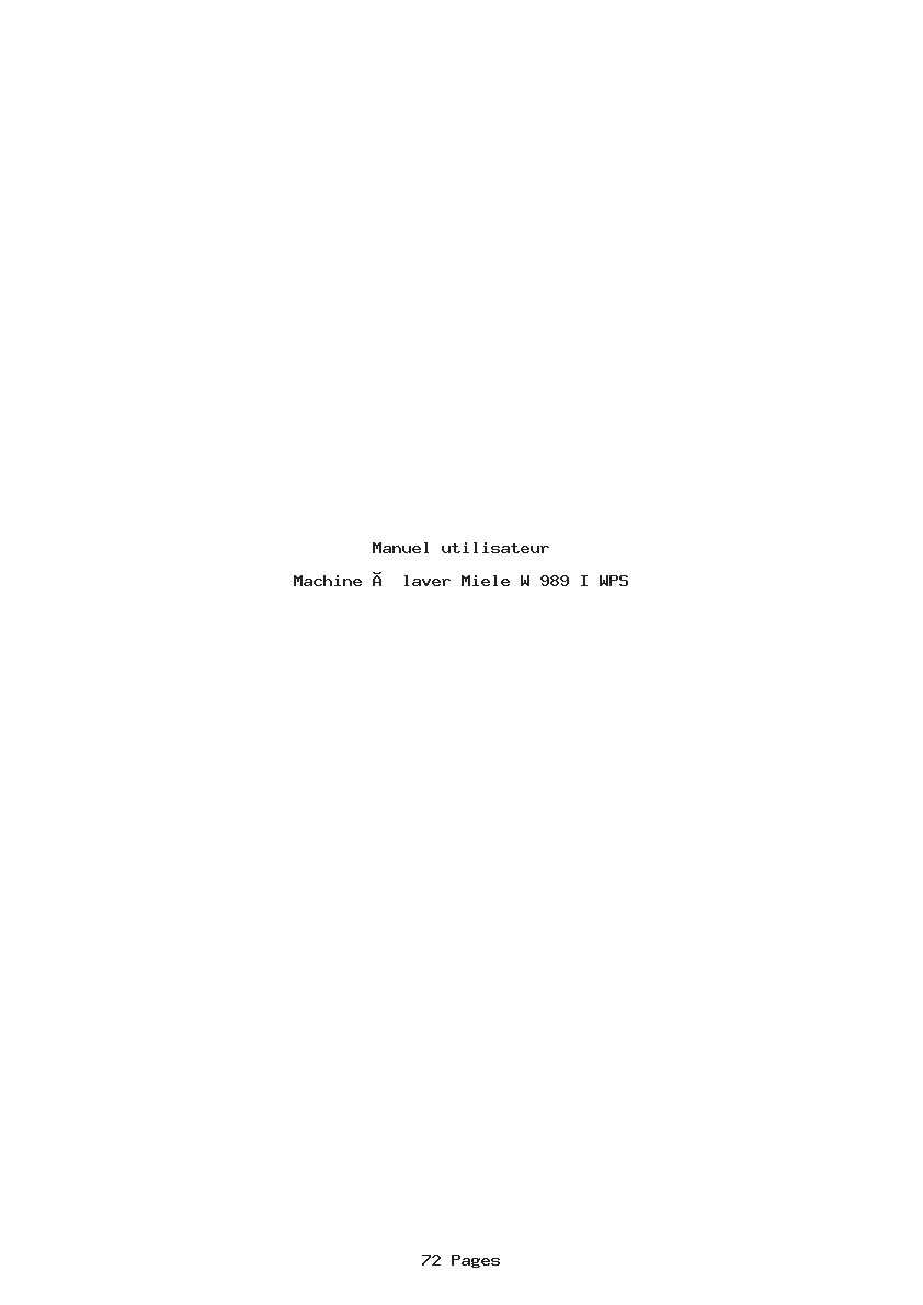 Page 1 de la notice Manuel utilisateur Miele W 989 I WPS
