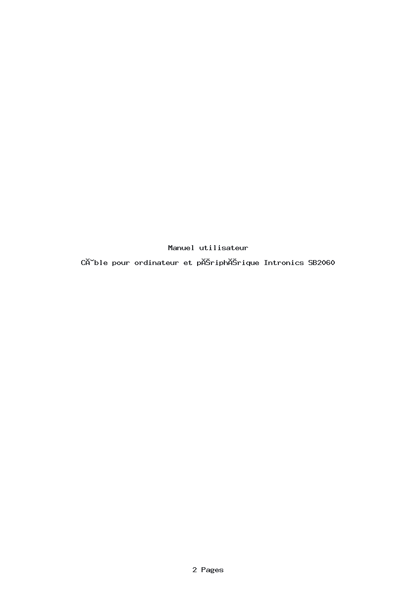 Page 1 de la notice Manuel utilisateur Intronics SB2060