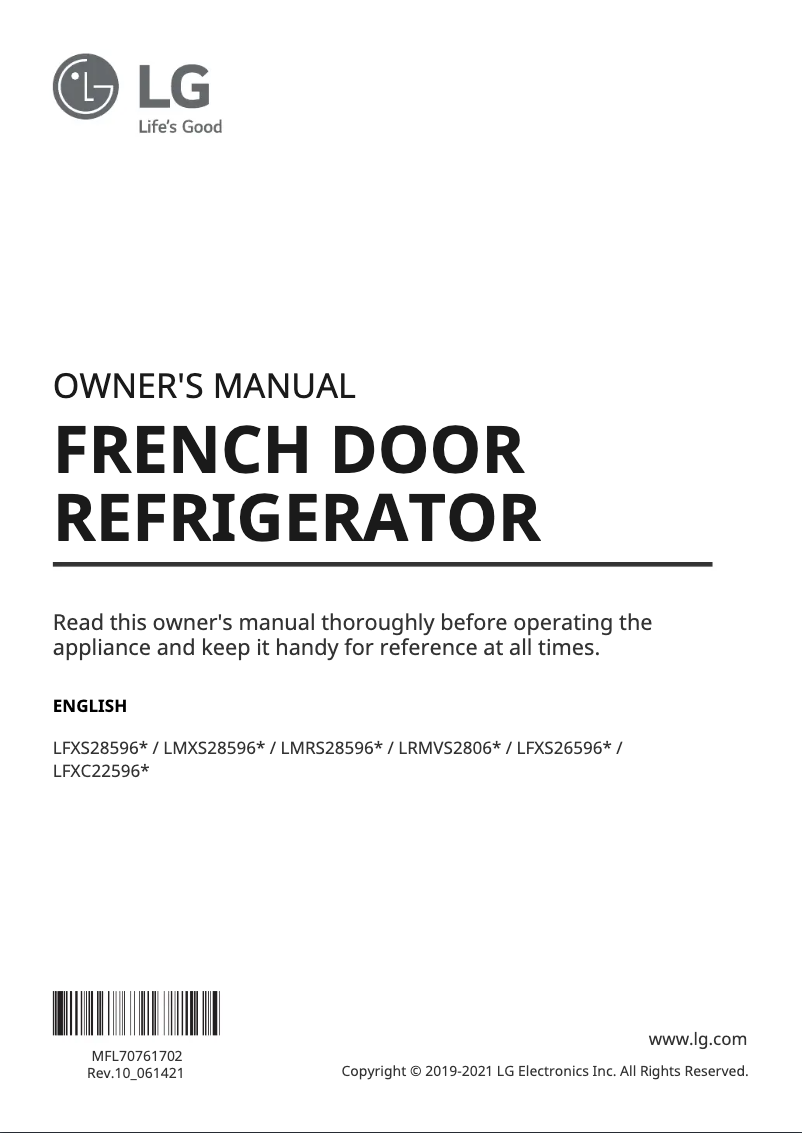 Page 1 of the manual User Manual LG LRMVS2806D