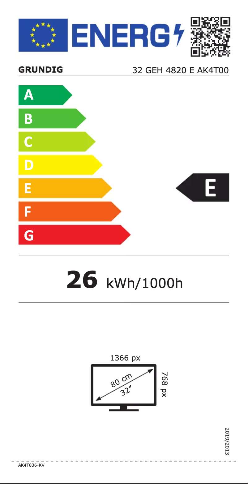 Page 1 de la notice Label énergétique Grundig 32 GEH 4820 E