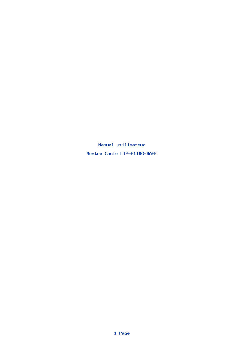 Page 1 de la notice Manuel utilisateur Casio LTP-E118G-9AEF