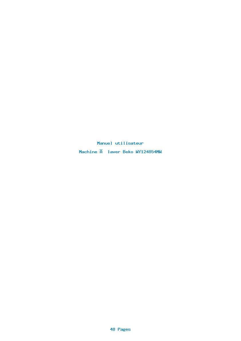 Page 1 de la notice Manuel utilisateur Beko WY124854MW