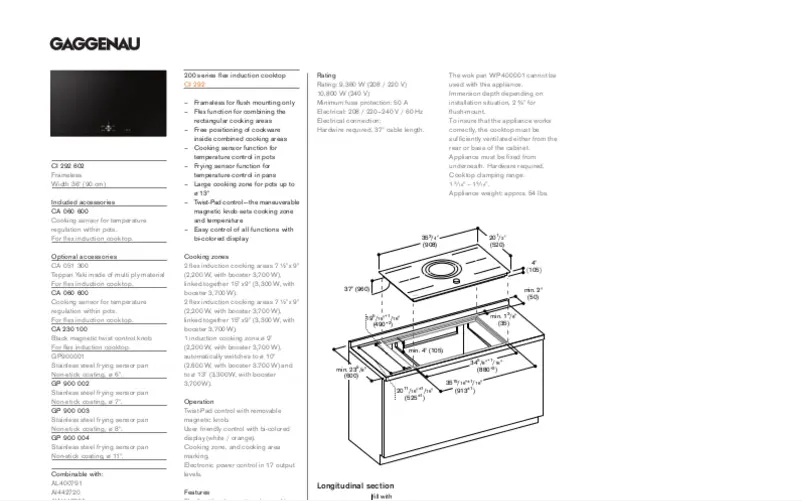Página 1 del manual Ficha técnica Gaggenau CI292602