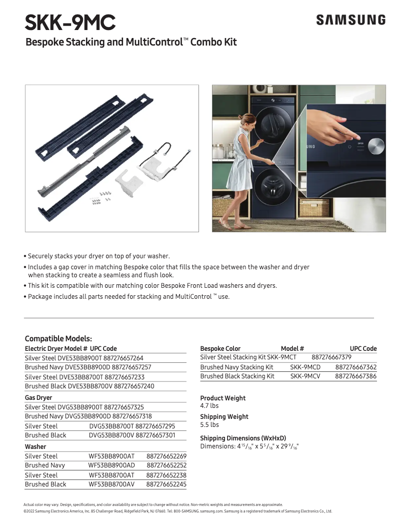 Page 1 de la notice Fiche technique Samsung SKK-9MCG