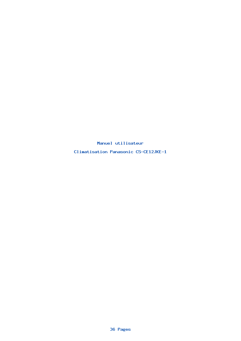Page 1 de la notice Manuel utilisateur Panasonic CS-CE12JKE-1
