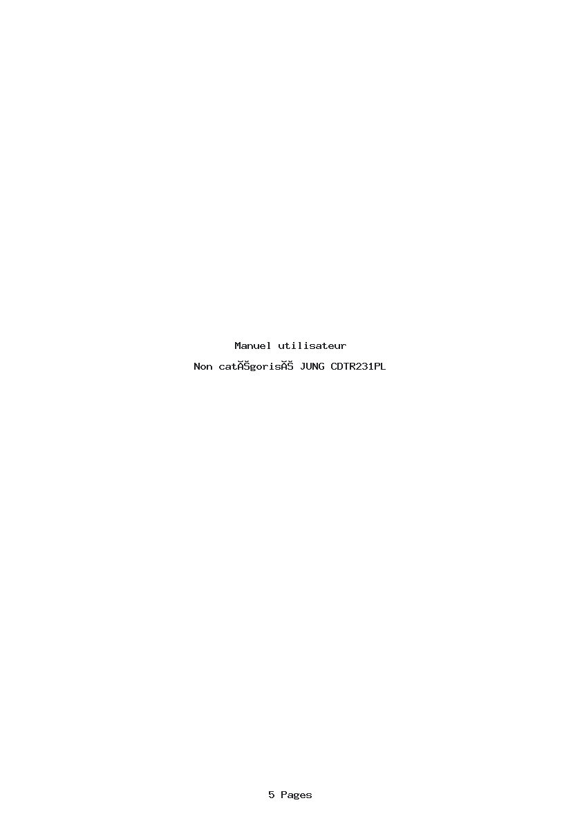 Page 1 de la notice Manuel utilisateur JUNG CDTR231PL