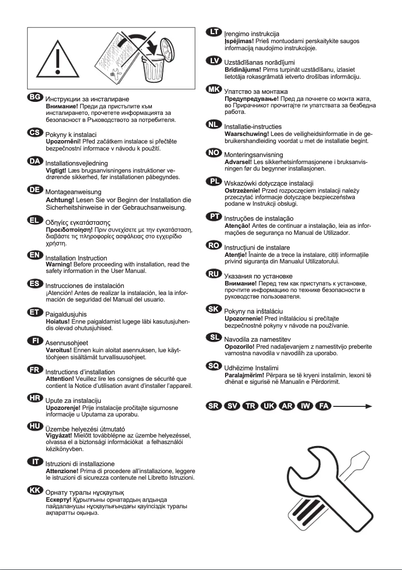 Page 1 de la notice Guide d'installation Electrolux EW6F428WP