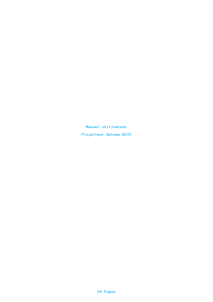 Page 1 de la notice Manuel utilisateur Optoma W331