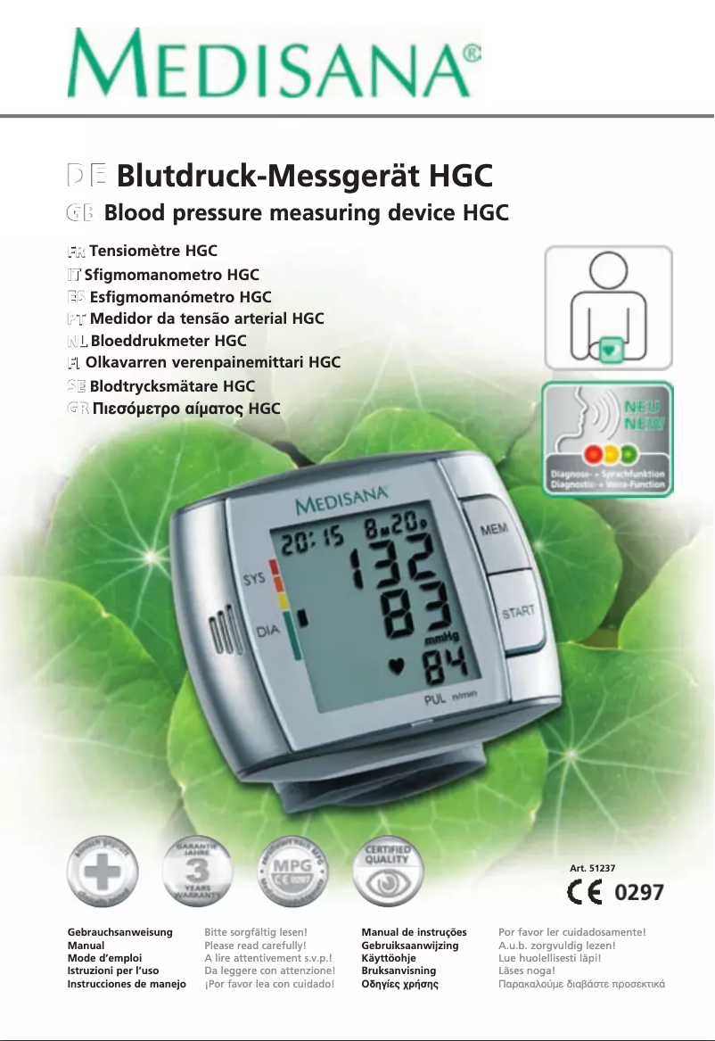 Page 1 de la notice Manuel utilisateur Medisana HGC